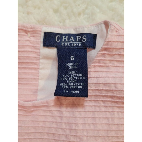 Chaps Girls Pink Easter Dress Sz 6 Ribbon Belt Pleated - Picture 3 of 8